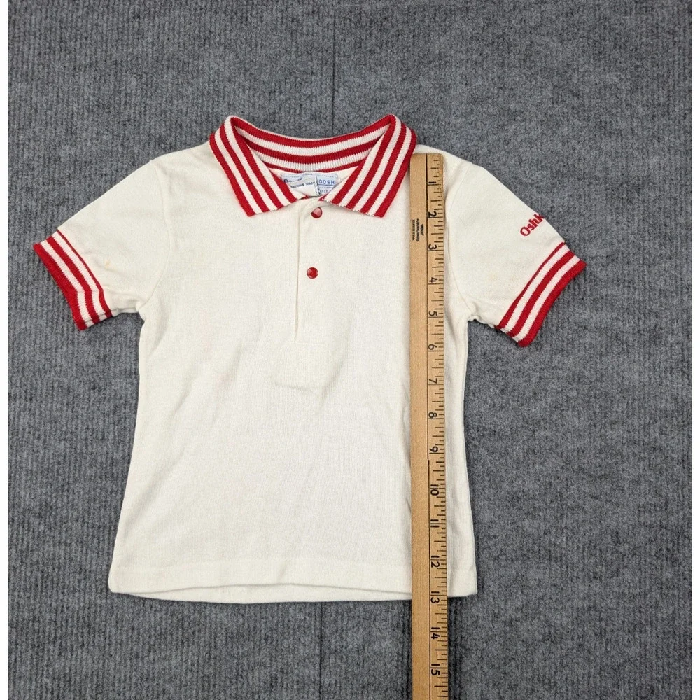 Vintage OshKosh BGosh Polo Shirt Baby Boys 24M Red Ringer Preppy Retro Timeless